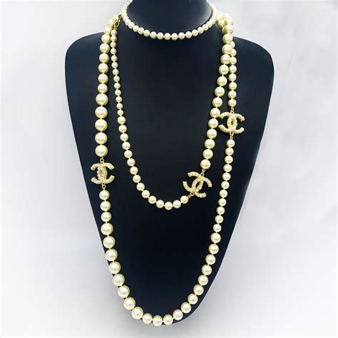 chanel necklace long chain|Chanel pearl necklace price list.